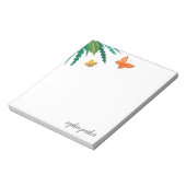 水色の蝶と緑 ノートパッド (回転)