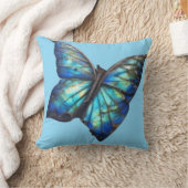 水色の蝶 クッション (ブランケット)