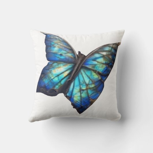 水色の蝶 クッション (裏面)