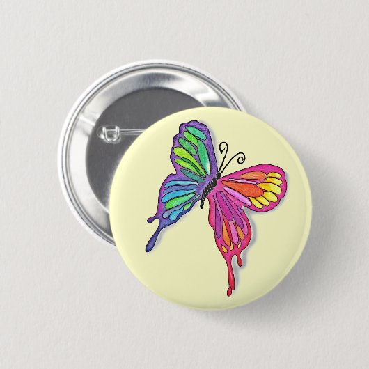 水色の蝶 缶バッジ (正面&裏面)