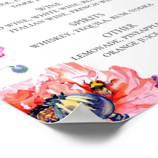 水色の赤いケシ。フローラ結婚飲料バー ポスター (角)