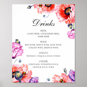 水色の赤いケシ。フローラ結婚飲料バー ポスター