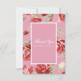 水色の赤いバラカスタムス結婚ピンク サンキューカード