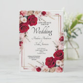 水色の赤いバラ結婚の セーブザデート (スタンド正面)