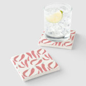 水色の赤いホットチリー ストーンコースター (横)