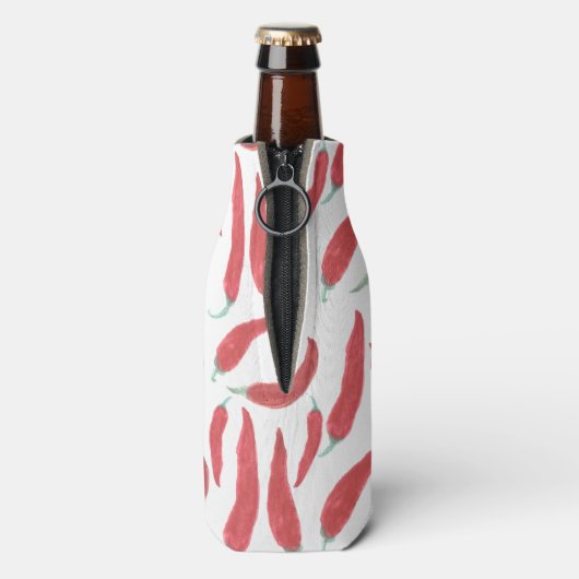 水色の赤いホットチリー ボトルクーラー (ボトル裏面)