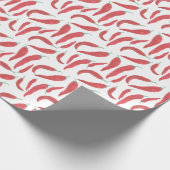 水色の赤いホットチリー ラッピングペーパー (角)