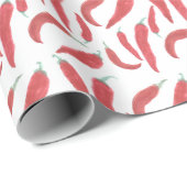 水色の赤いホットチリー ラッピングペーパー (ロールコーナー)