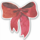 水色の赤い弓の休日かわいらし シール (正面)