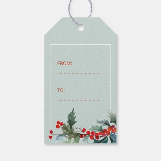 水色の赤い果実メリークリスマスダスティブルー ギフトタグ (裏面)