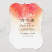 水色の赤い桃の赤男女兼用ちゃんシャワー 招待状 (正面/裏面)