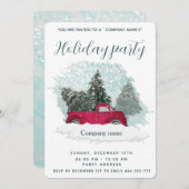 水色の赤トラックのホリデーパーティー会社の投資 招待状 (正面/裏面)