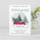 水色の赤トラックのホリデーパーティー会社の投資 招待状 (スタンド正面)