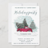 水色の赤トラックのホリデーパーティー会社の投資 招待状 (正面)