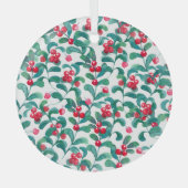 水色の野生の果実、シームレスなパターン。 ガラスオーナメント (正面)