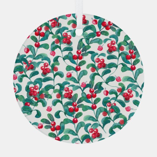 水色の野生の果実、シームレスなパターン。 ガラスオーナメント (裏面)