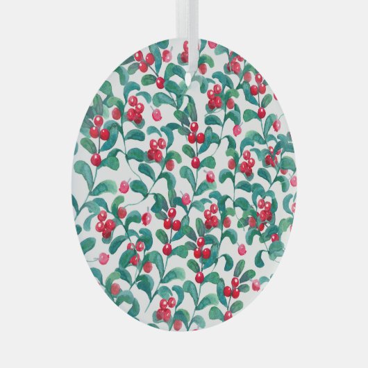 水色の野生の果実、シームレスなパターン。 ガラスオーナメント (正面右)