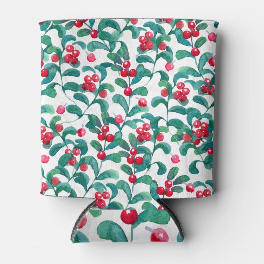 水色の野生の果実、シームレスなパターン。 缶クーラー (正面)