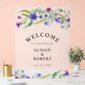 水色の野花は霜で結婚覆われた アクリルサイン (ウェディング)