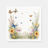 水色の野草や蝶 スタンダードカクテルナプキン (正面)