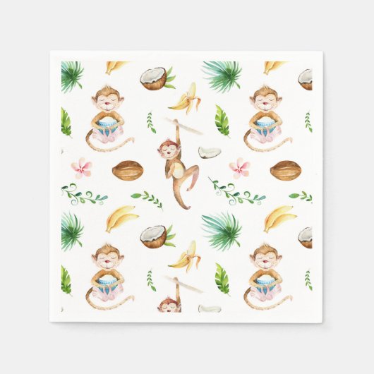 水色の間抜けサル スタンダードカクテルナプキン (正面)