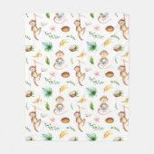 水色の間抜けサル フリースブランケット (正面)