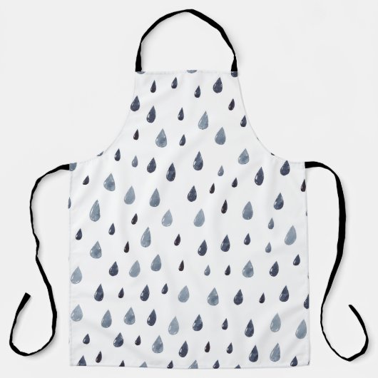 水色の雨滴、藍色のシームレスなパターン。 エプロン (正面)