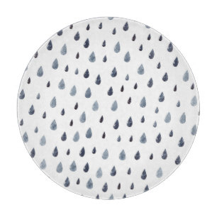 水色の雨滴、藍色のシームレスなパターン。 カッティングボード
