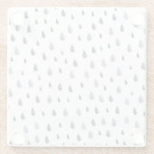 水色の雨滴、藍色のシームレスなパターン。 ガラスコースター (裏面)