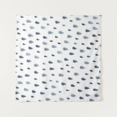 水色の雨滴、藍色のシームレスなパターン。 タペストリー (正面(横))