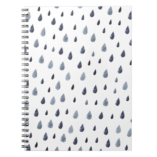 水色の雨滴、藍色のシームレスなパターン。 ノートブック (正面)