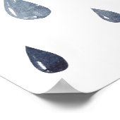 水色の雨滴、藍色のシームレスなパターン。 ポスター (角)