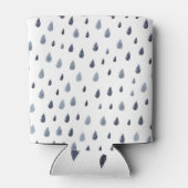 水色の雨滴、藍色のシームレスなパターン。 缶クーラー (裏面)