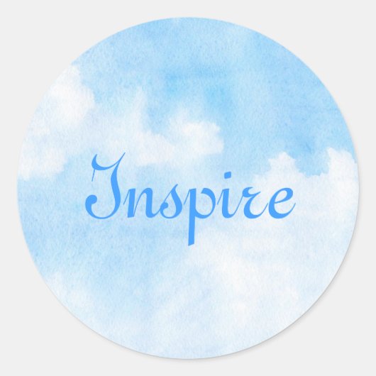 水色の雲と空の背景 ラウンドシール (正面)