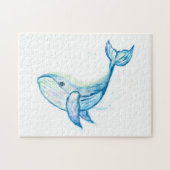 水色の青いクジラ ジグソーパズル (横)