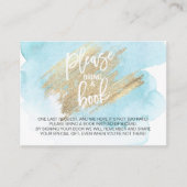 水色の青いターコイズで本を持って来る赤ちゃんシャワー エンクロージャーカード (正面)