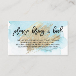 水色の青いターコイズで本を持って来る赤ちゃんシャワー エンクロージャーカード