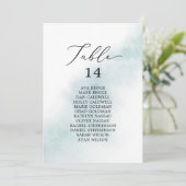 水色の青いテーブル番号座席表カード (スタンド正面)