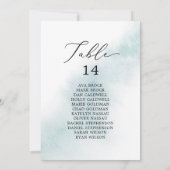 水色の青いテーブル番号座席表カード (裏面)