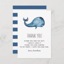 水色の青いネイビーかわいいクジラ。子供の誕生日