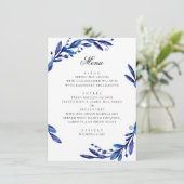 水色の青いネイビーフローラの葉の冬の結婚式 メニュー (スタンド正面)