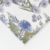 水色の青いバラの花は白い羽 フリースブランケット (角)