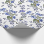 水色の青いバラの花は白い羽 ラッピングペーパー (角)