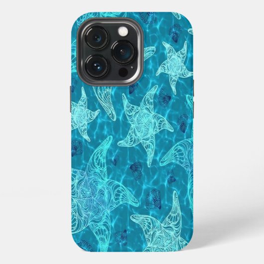 水色の青いヒトデ iPhoneケース (裏面)
