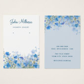 水色の青いワイルドフラワーイヤリングディスプレイカード (正面&裏面)