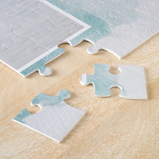 水色の青い冬の休日クリスマスの写真 ジグソーパズル (側面)