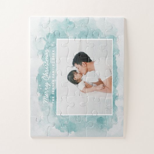 水色の青い冬の休日クリスマスの写真 ジグソーパズル (縦)