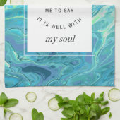 水色の青い大理石クリスチャンヒムンキッチンタオル キッチンタオル (折り畳み)