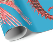 水色の青い海の生活の中で赤いシーホースとシースター ラッピングペーパー (ロールコーナー)