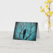 水色の青い空を持つブラックバード カード (黄色い花)